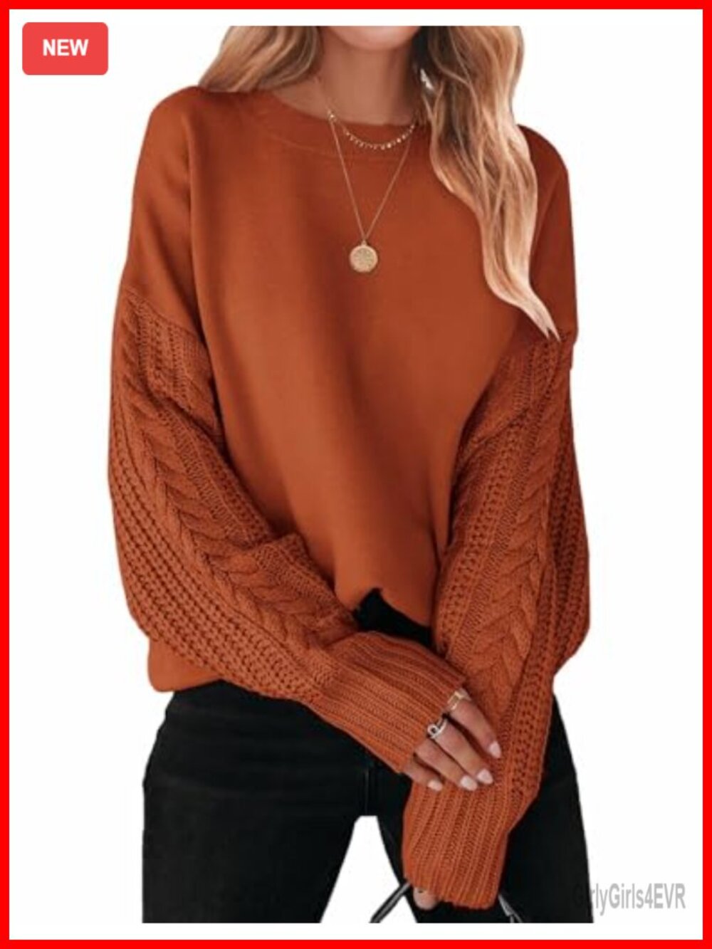 Cable Knit Oversized Sweater Drop Shoulder Tunic Pullover Long Sleeve